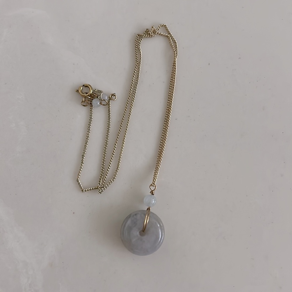 Purple Jade Donut Necklace 18”